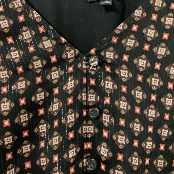 Talbots Women Size 10 Boho Brown Long Sleeve Pattern Prairie Dress Ruffle Midi - Picture 3 of 15
